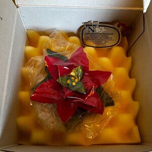 BRAND NEW IN BOX! GENUINE ITALIAN FABAR CAPODIMONTE 5" RED PORCELAIN POINSETTIA